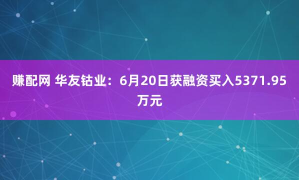 赚配网 华友钴业：6月20日获融资买入5371.95万元
