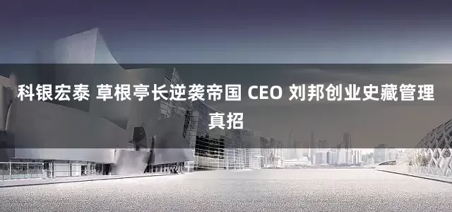 科银宏泰 草根亭长逆袭帝国 CEO 刘邦创业史藏管理真招